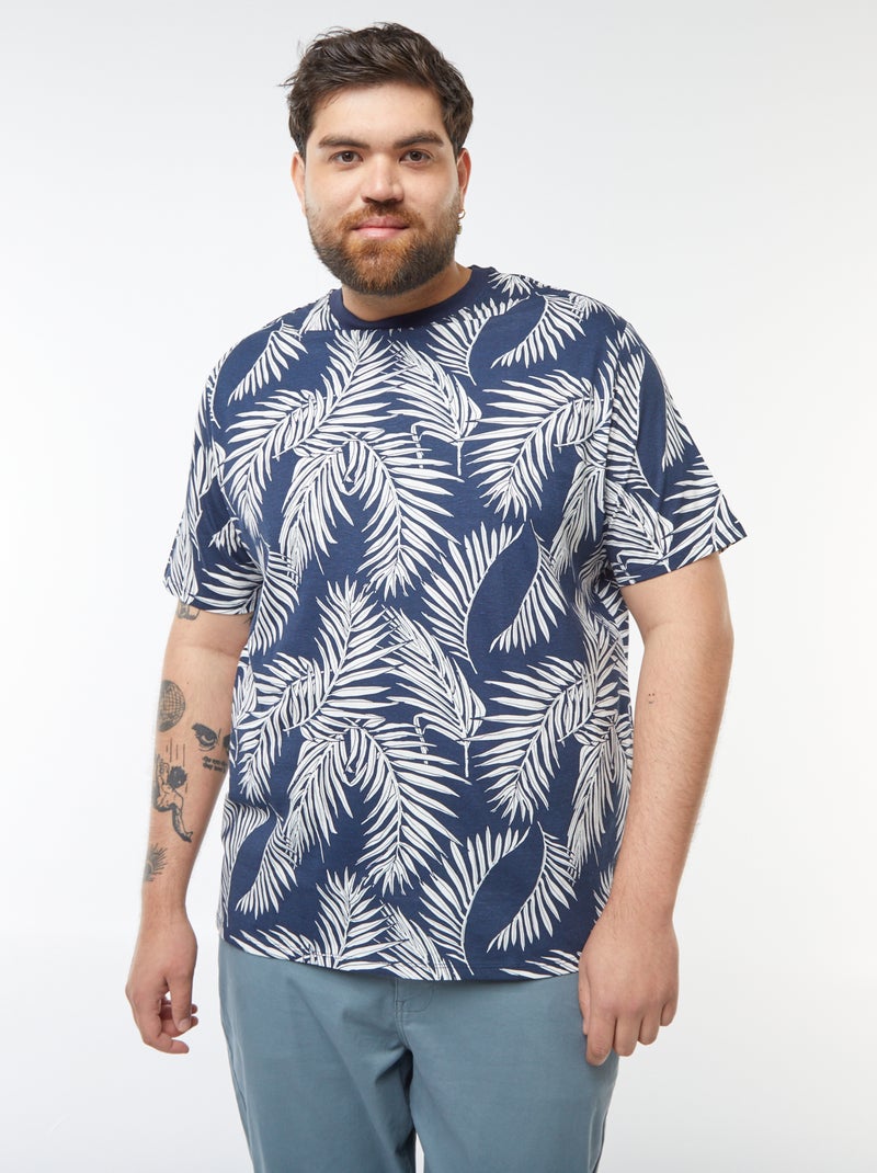 T-shirt met korte mouw en motiefje Blauw - Kiabi