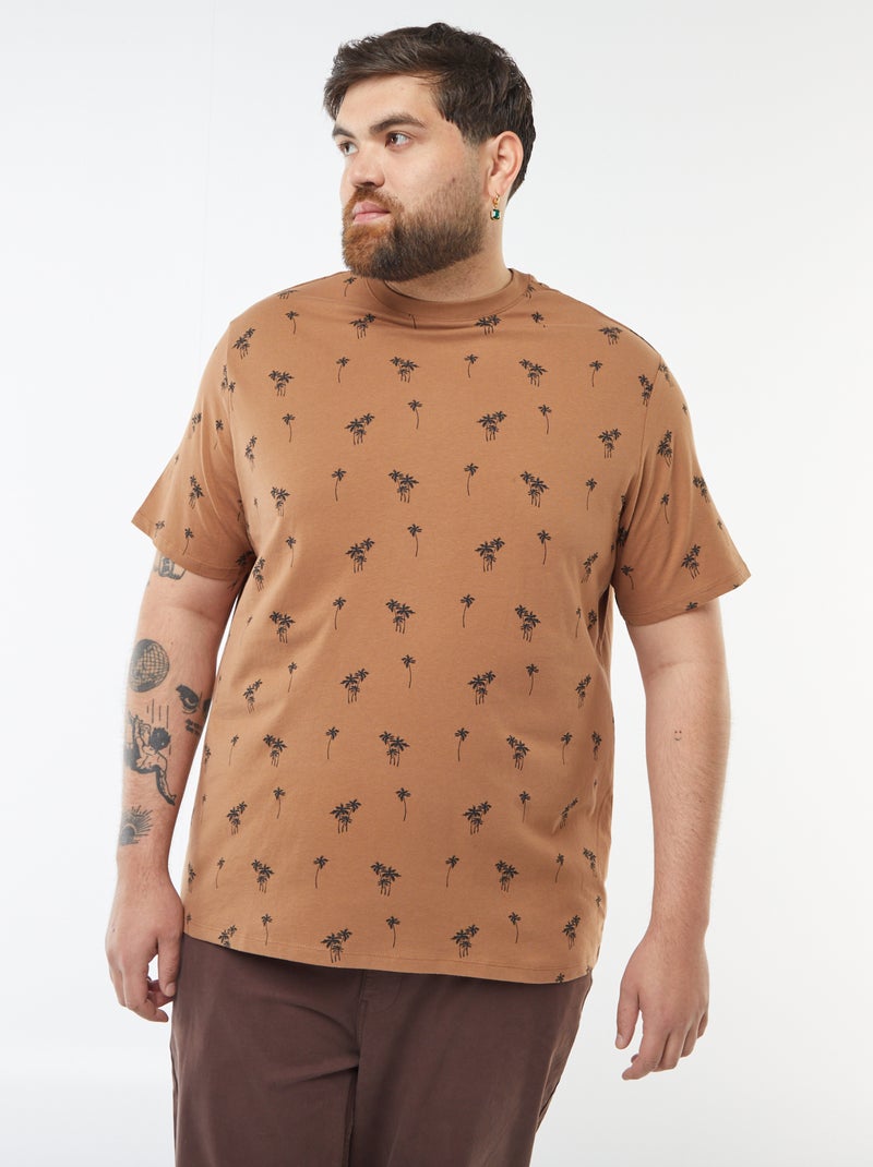 T-shirt met korte mouw en motiefje Bruin - Kiabi