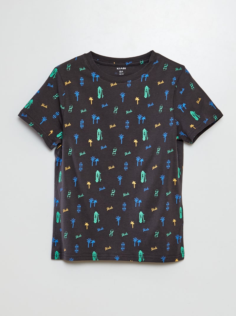 T-shirt met korte mouw en motiefje GRIJS - Kiabi
