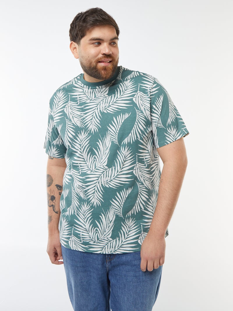 T-shirt met korte mouw en motiefje Groen - Kiabi