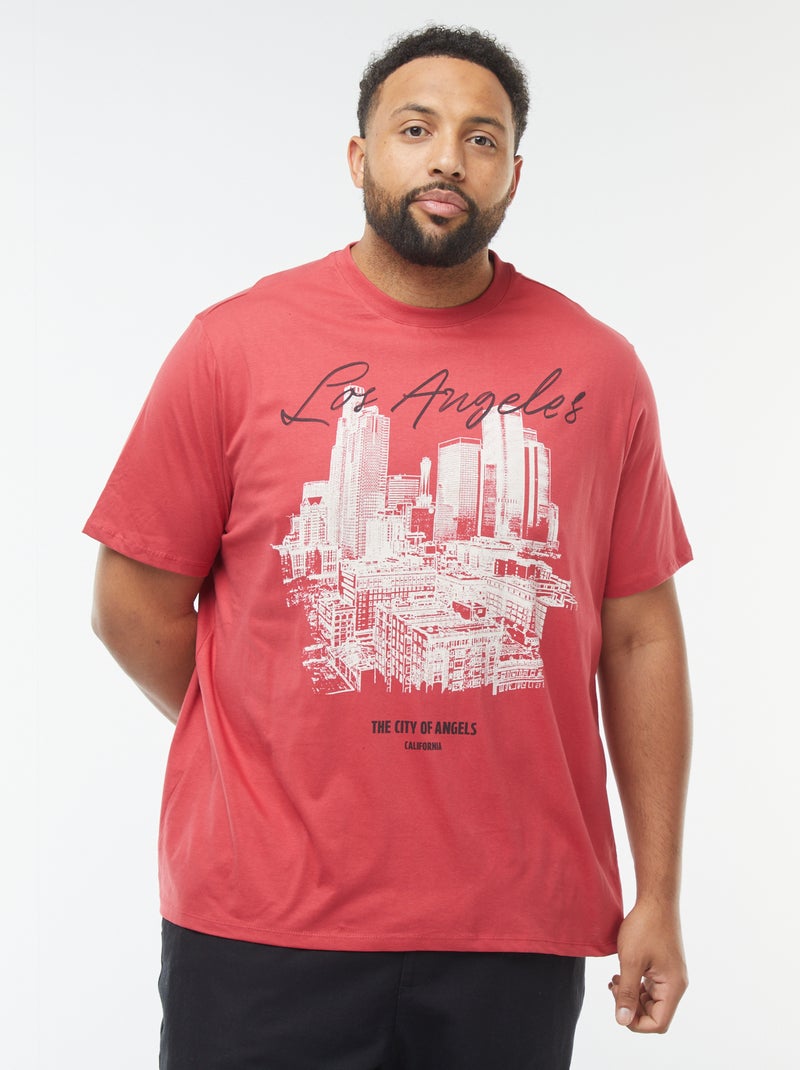T-shirt met korte mouw en motiefje Rood - Kiabi