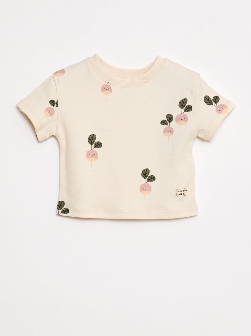 T-shirt met korte mouw en print - cradle to cradle WIT - Kiabi