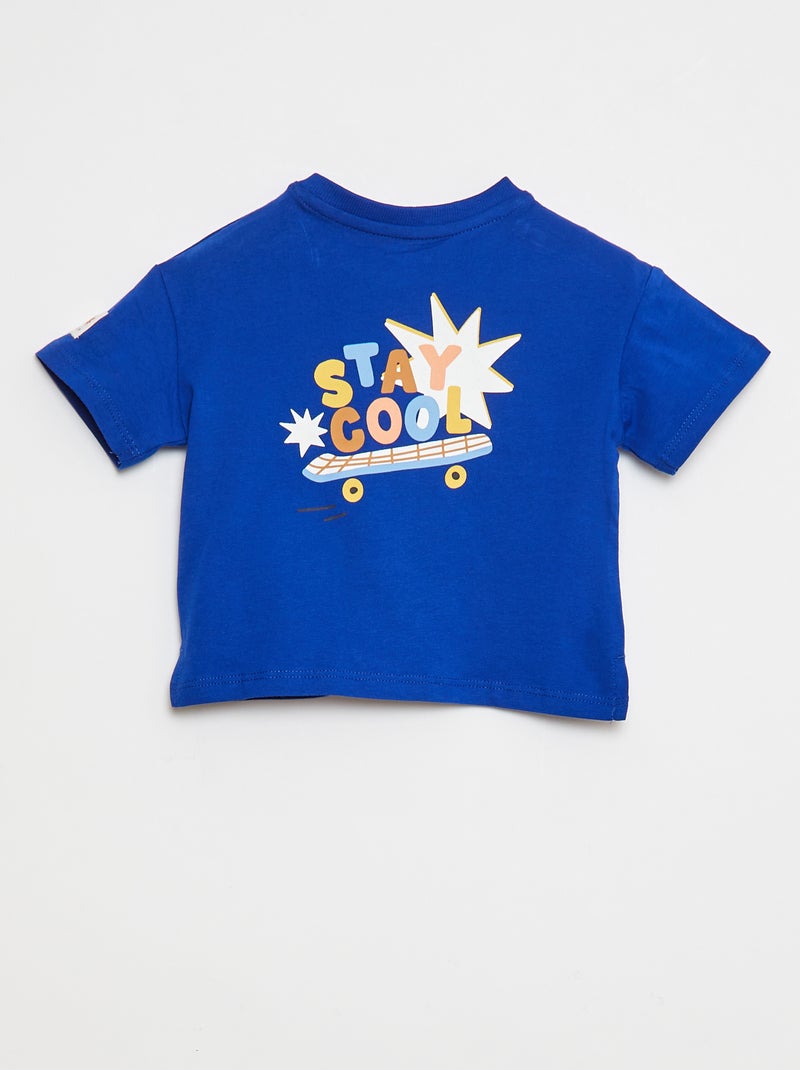 T-shirt met korte mouw en print - Grafik Edition Blauw - Kiabi