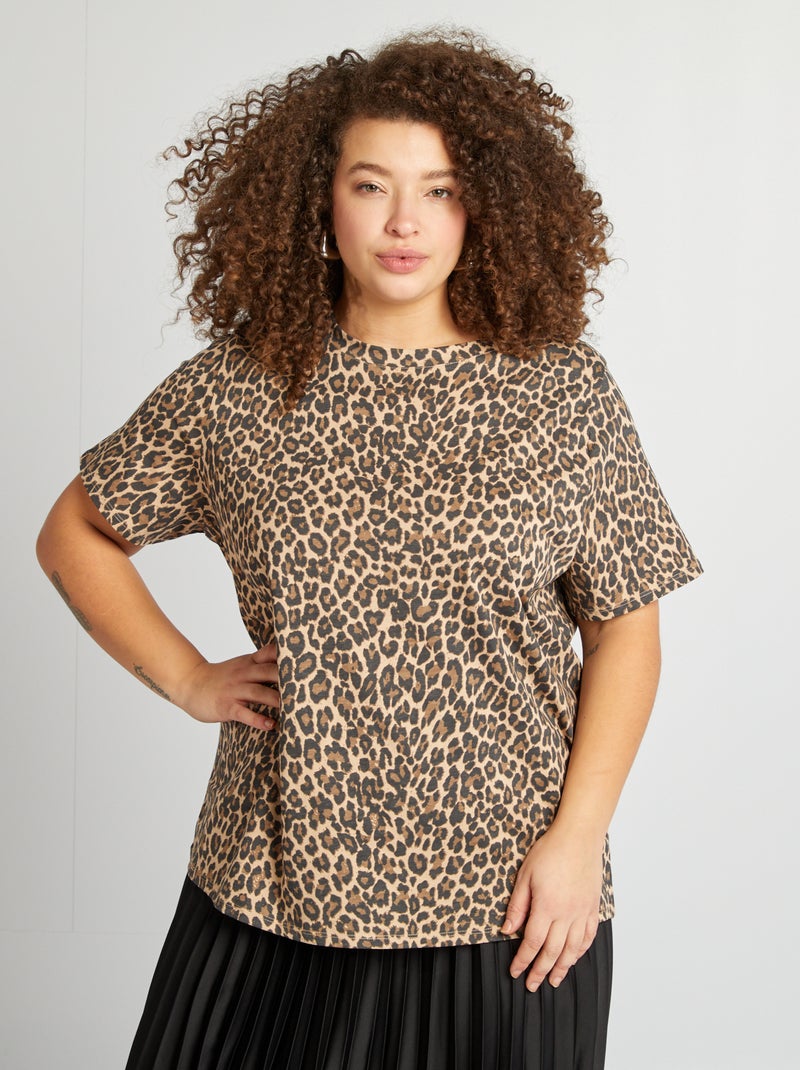 T-shirt met korte mouw en print BIEGE - Kiabi