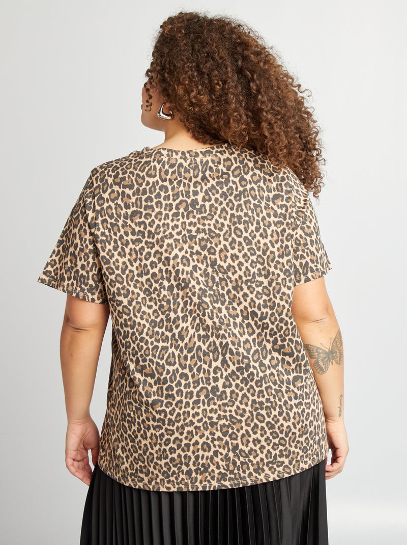 T-shirt met korte mouw en print BIEGE - Kiabi