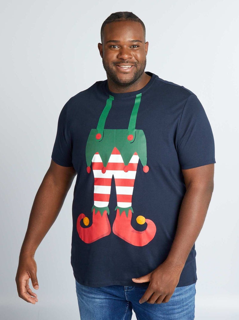 T-shirt met korte mouw en print BLAUW - Kiabi