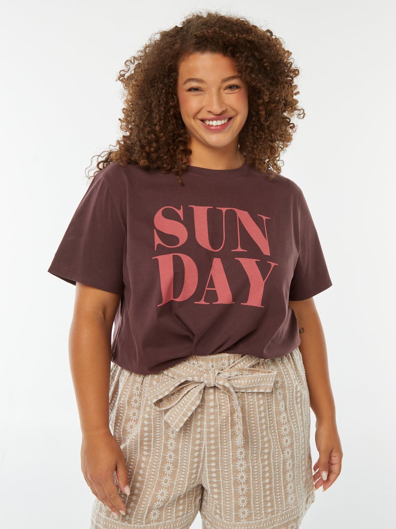 T-shirt met korte mouw en print Bruin - Kiabi