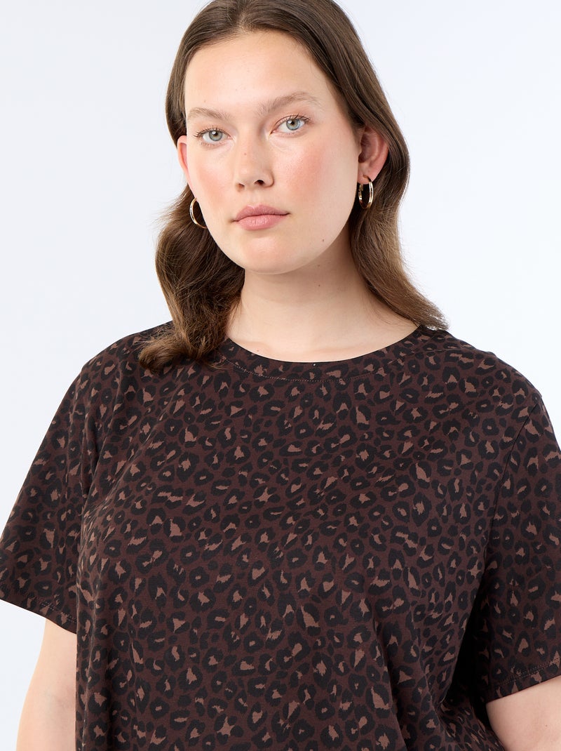 T-shirt met korte mouw en print Bruin - Kiabi