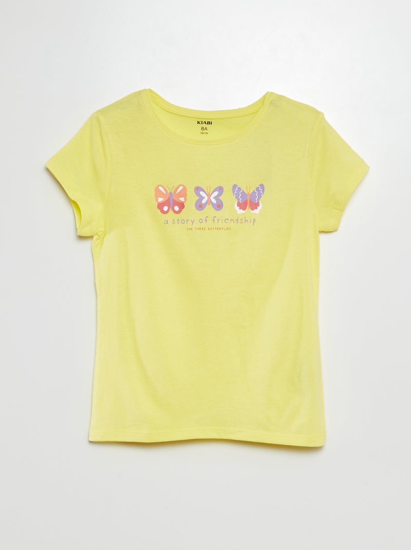 T-shirt met korte mouw en print GEEL - Kiabi