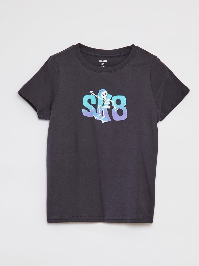 T-shirt met korte mouw en print GRIJS - Kiabi