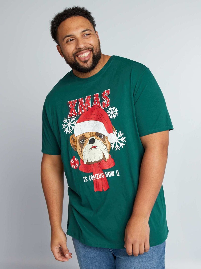 T-shirt met korte mouw en print GROEN - Kiabi