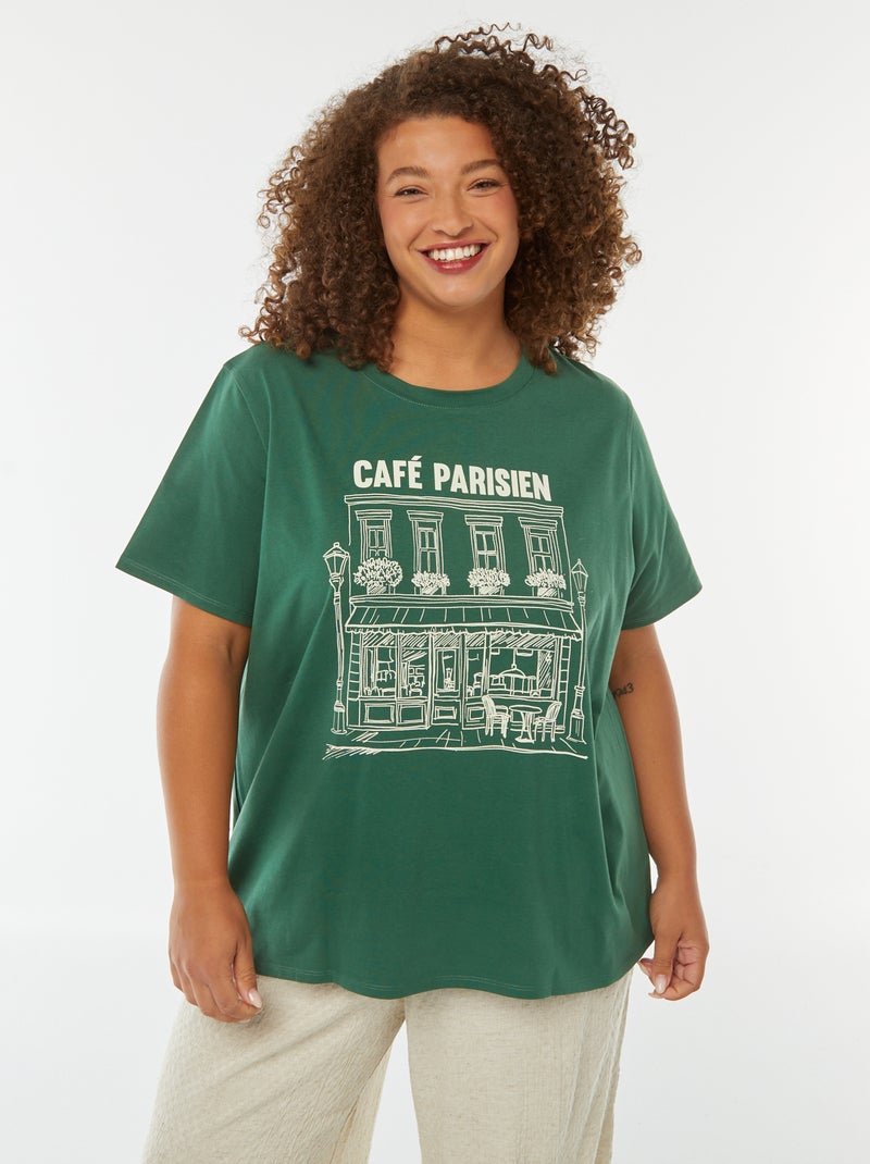 T-shirt met korte mouw en print Groen - Kiabi