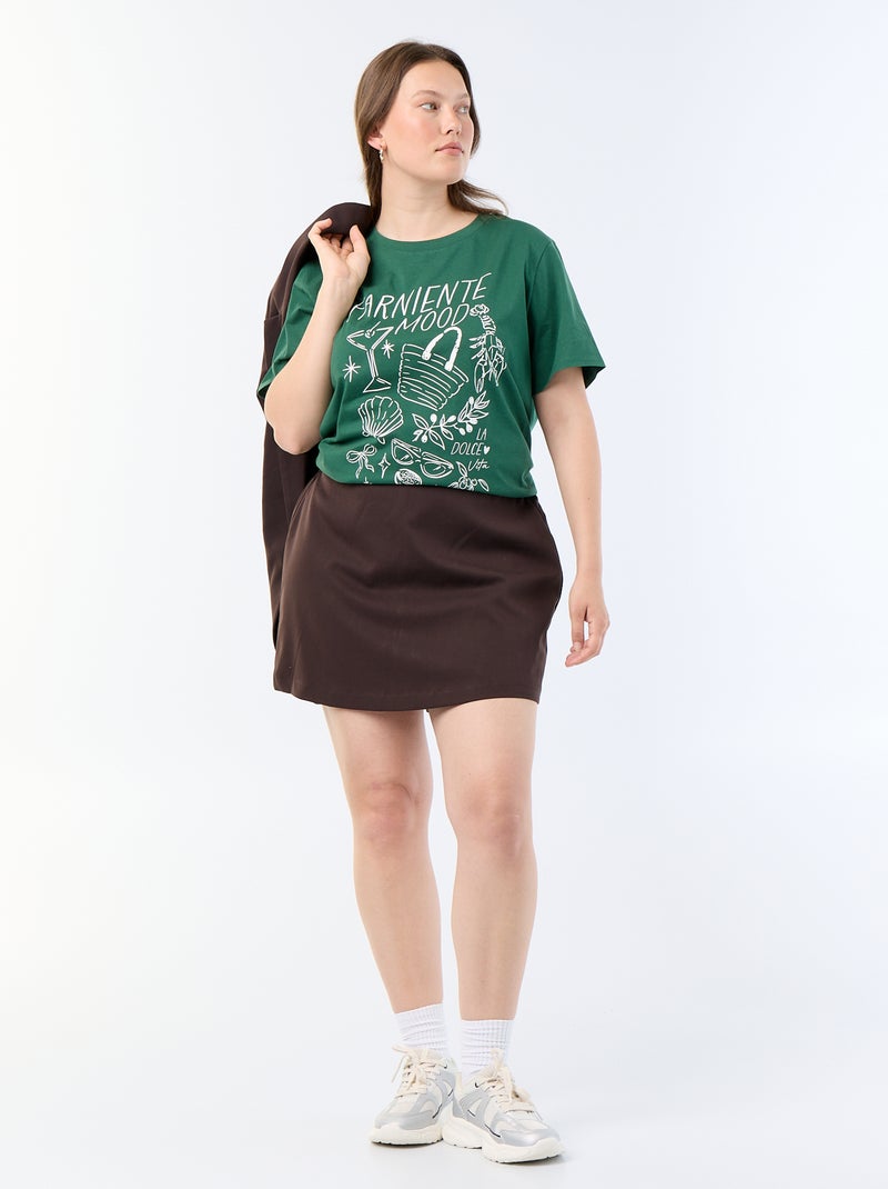 T-shirt met korte mouw en print Groen - Kiabi