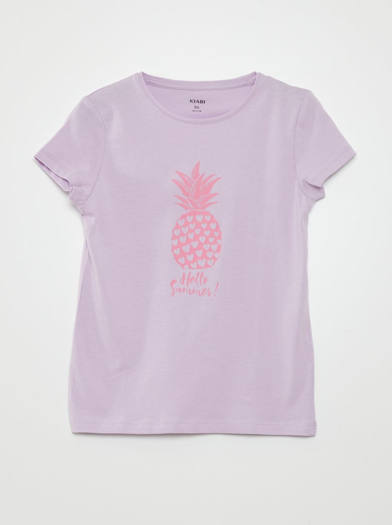 T-shirt met korte mouw en print PAARS - Kiabi
