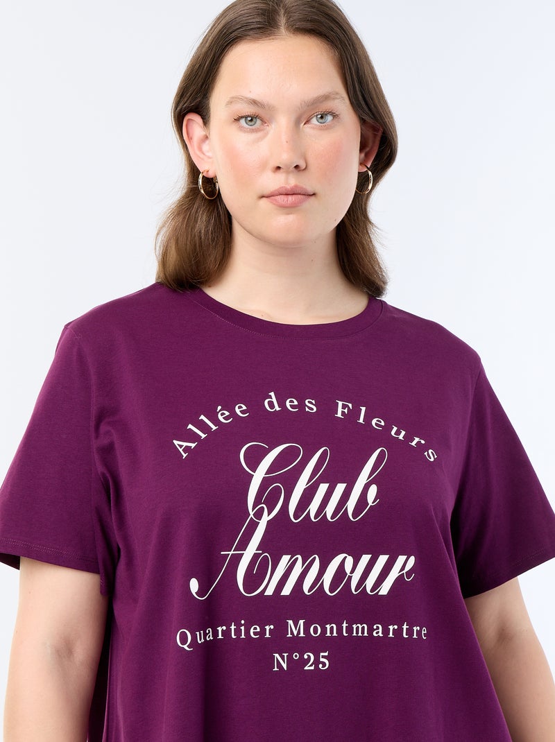T-shirt met korte mouw en print Paars - Kiabi