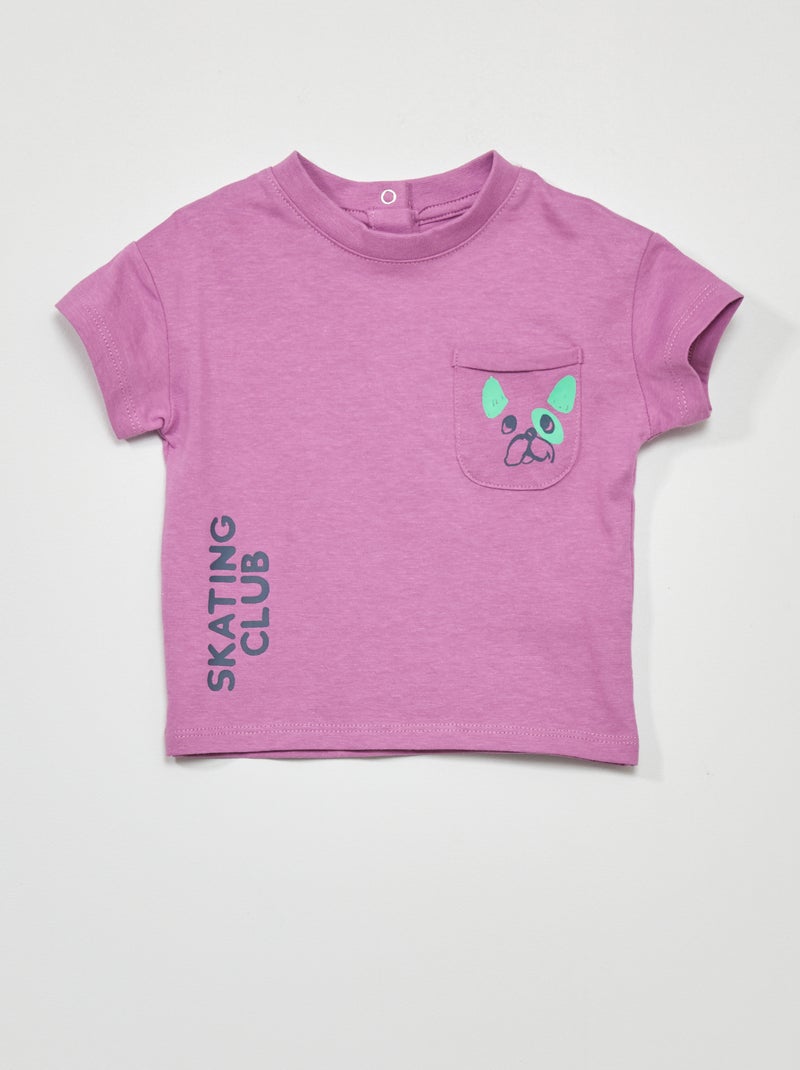 T-shirt met korte mouw en print PAARS - Kiabi