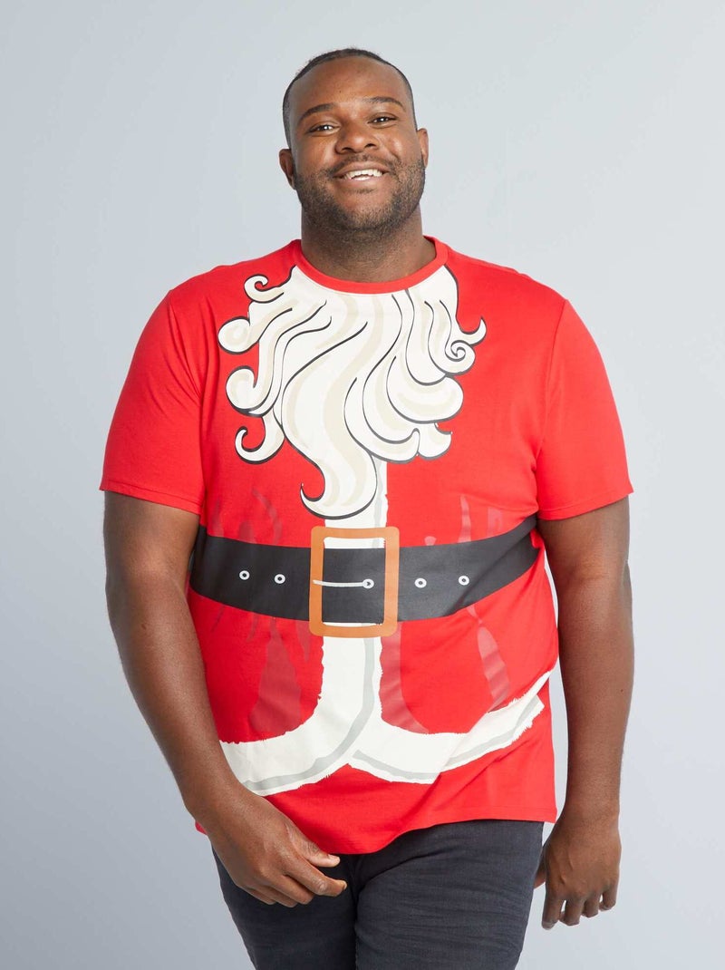 T-shirt met korte mouw en print ROOD - Kiabi