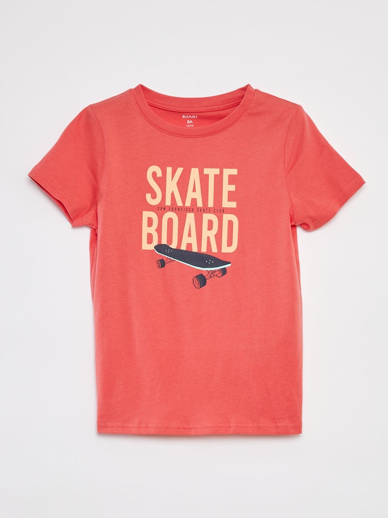 T-shirt met korte mouw en print ROOD - Kiabi