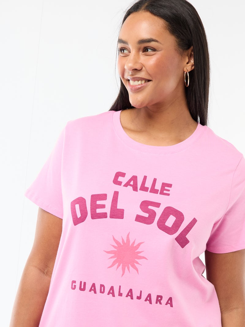 T-shirt met korte mouw en print Rose - Kiabi