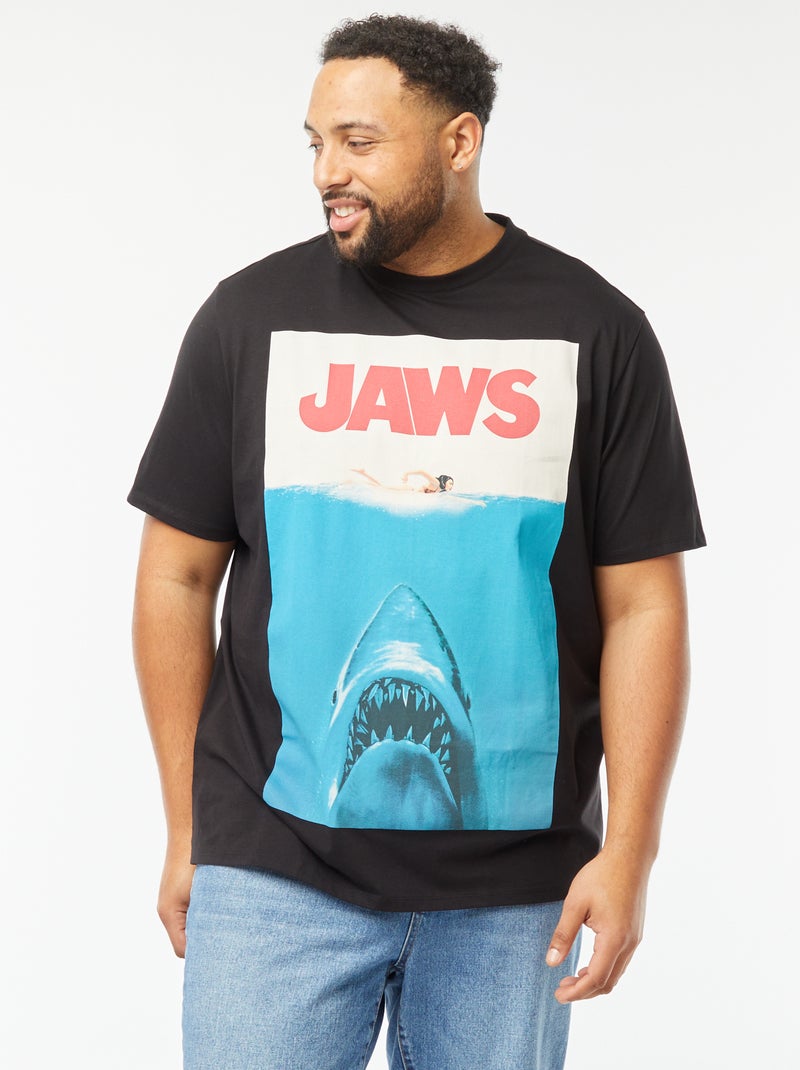 T-shirt met korte mouw en print van de film 'Jaws' ZWART - Kiabi