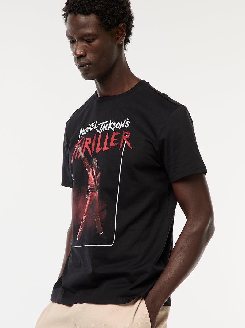 T-shirt met korte mouw en print van Thriller van Mickael Jackson zwart - Kiabi