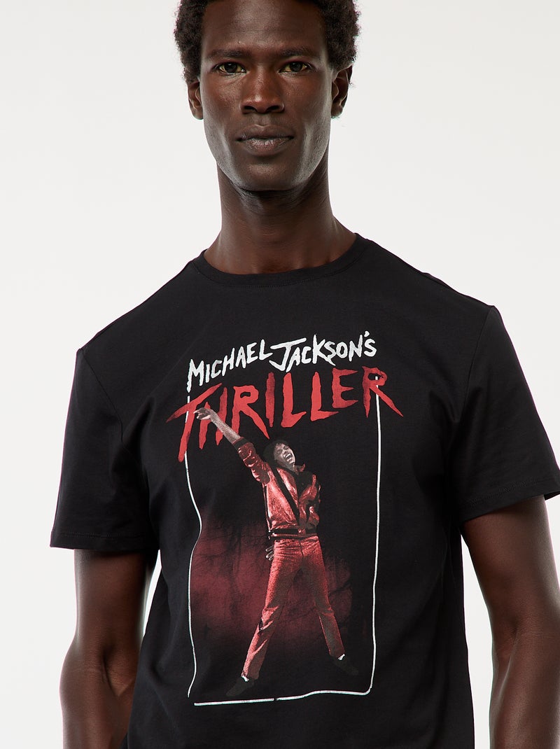 T-shirt met korte mouw en print van Thriller van Mickael Jackson zwart - Kiabi
