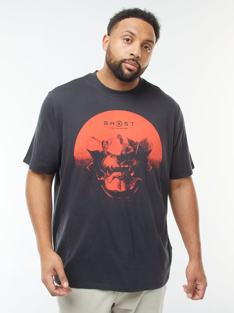 T-shirt met korte mouw en print voor en achter 'Ghost of Tsushima' ZWART - Kiabi