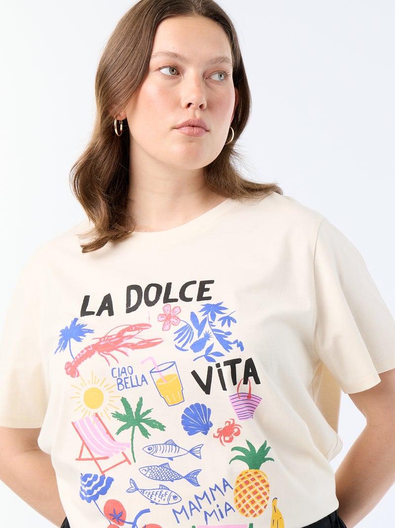 T-shirt met korte mouw en print Wit - Kiabi