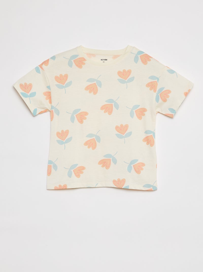 T-shirt met korte mouw en print WIT - Kiabi
