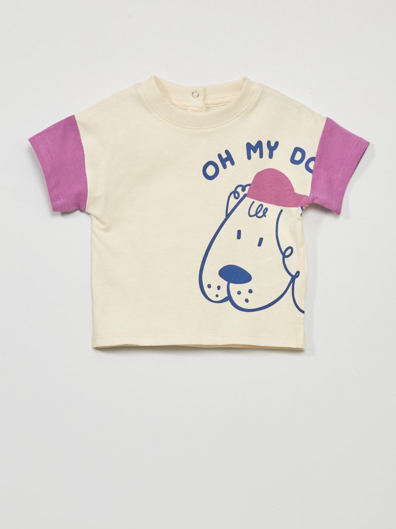 T-shirt met korte mouw en print WIT - Kiabi