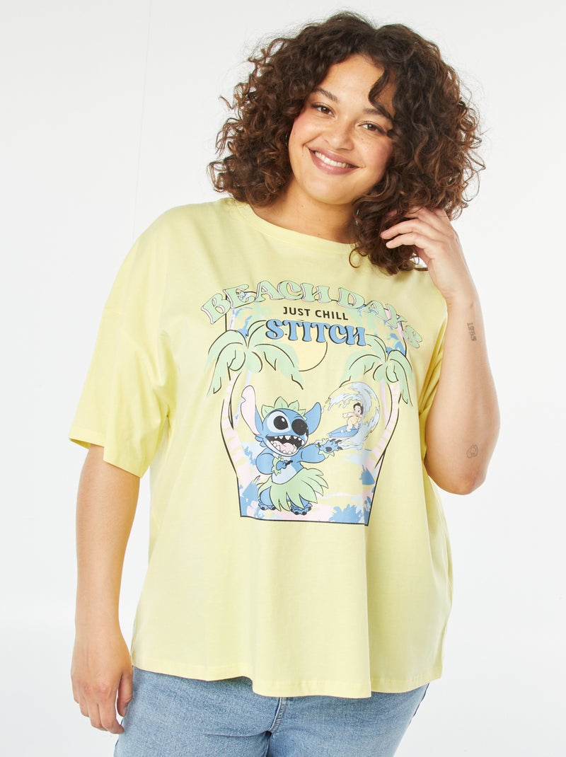 T-shirt met korte mouw en ronde hals - 'Disney' GEEL - Kiabi