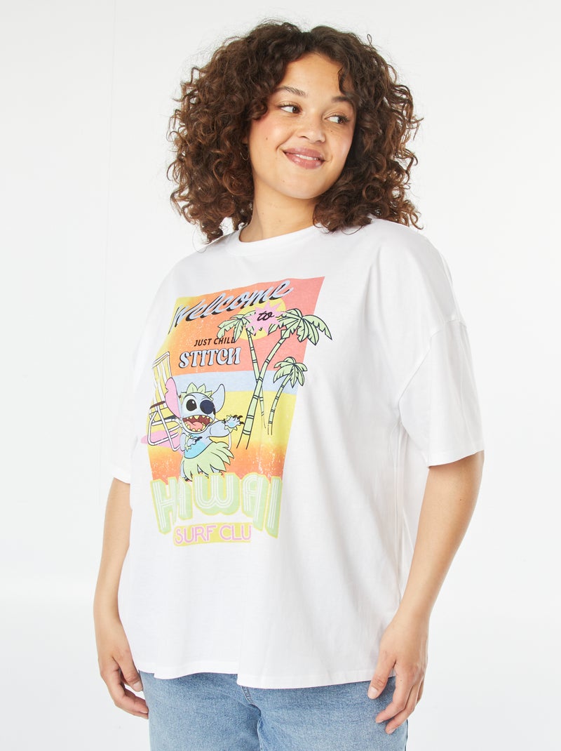 T-shirt met korte mouw en ronde hals - 'Disney' WIT - Kiabi