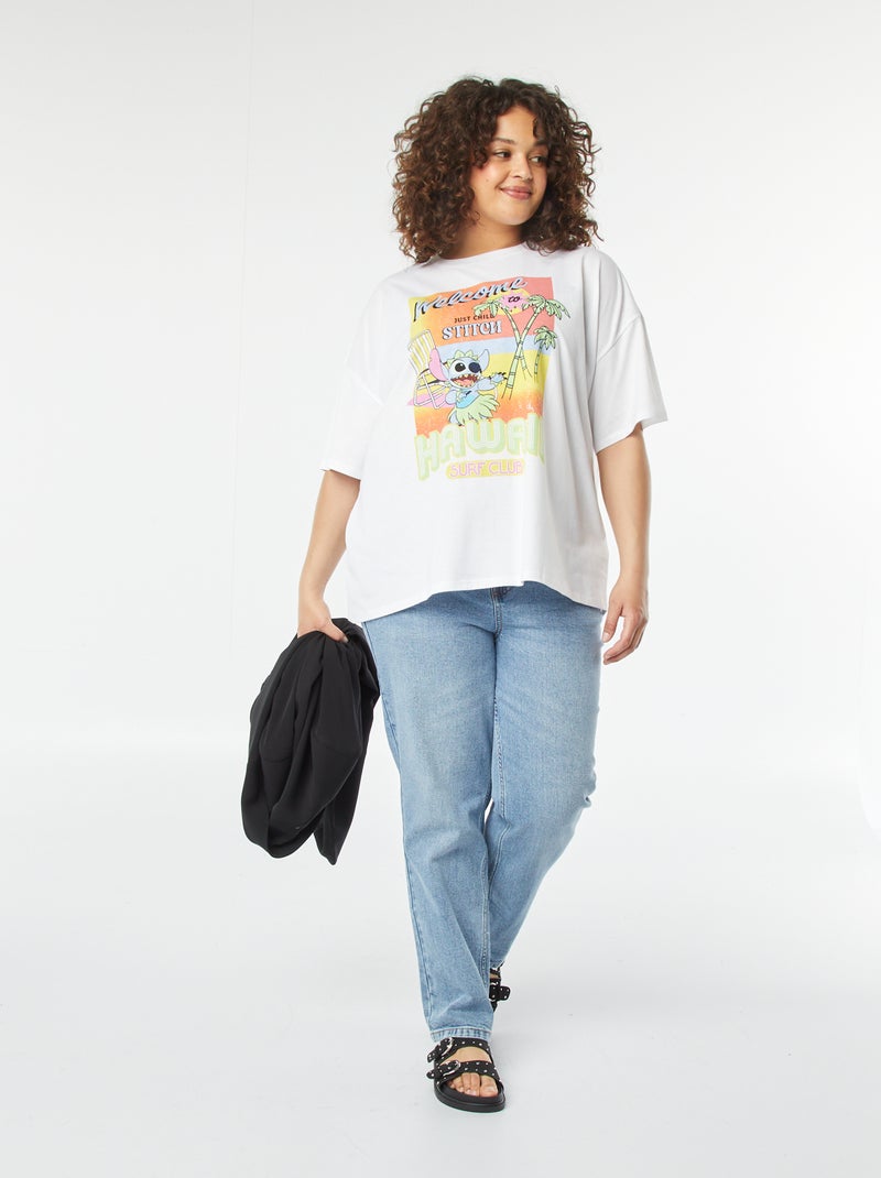 T-shirt met korte mouw en ronde hals - 'Disney' WIT - Kiabi