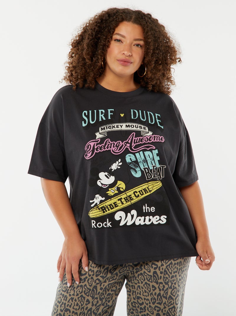 T-shirt met korte mouw en ronde hals - 'Disney' ZWART - Kiabi