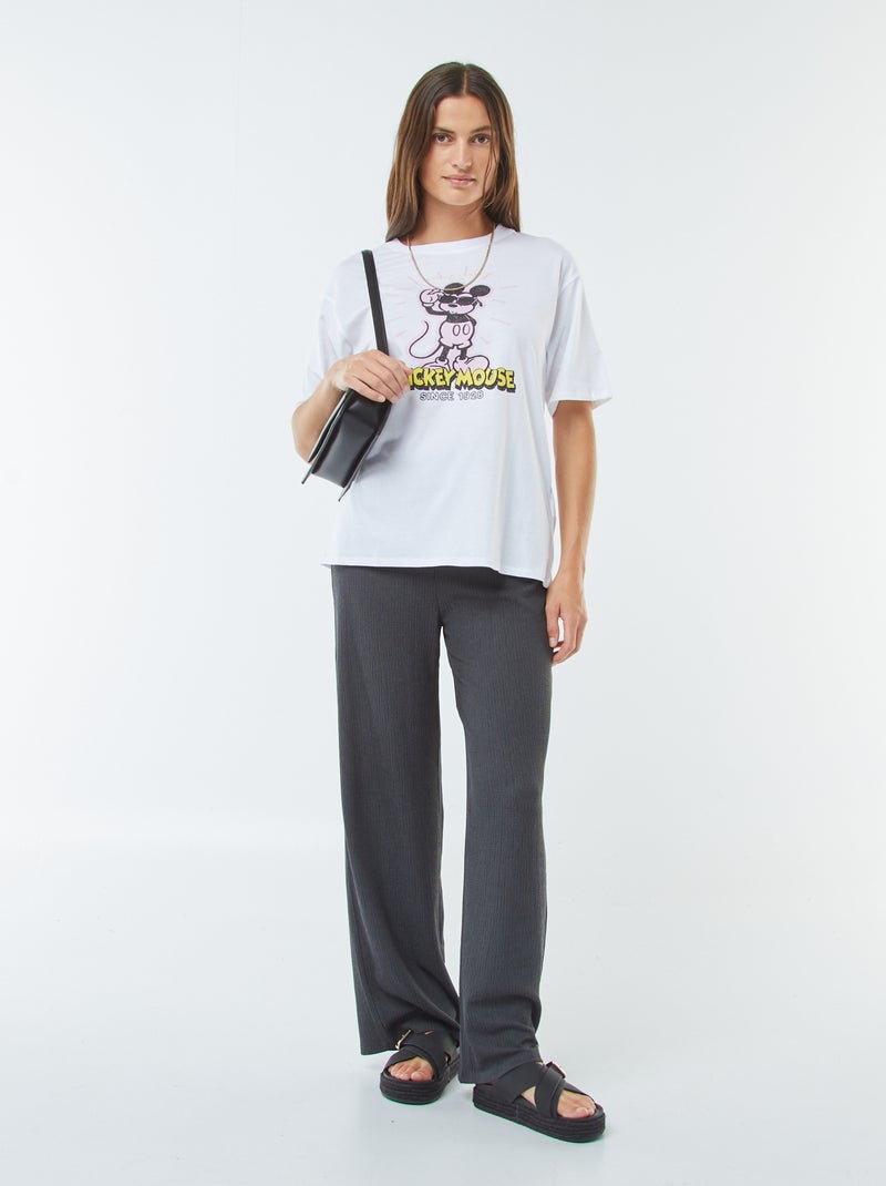 T-shirt met korte mouw en ronde hals 'Disney' WIT - Kiabi