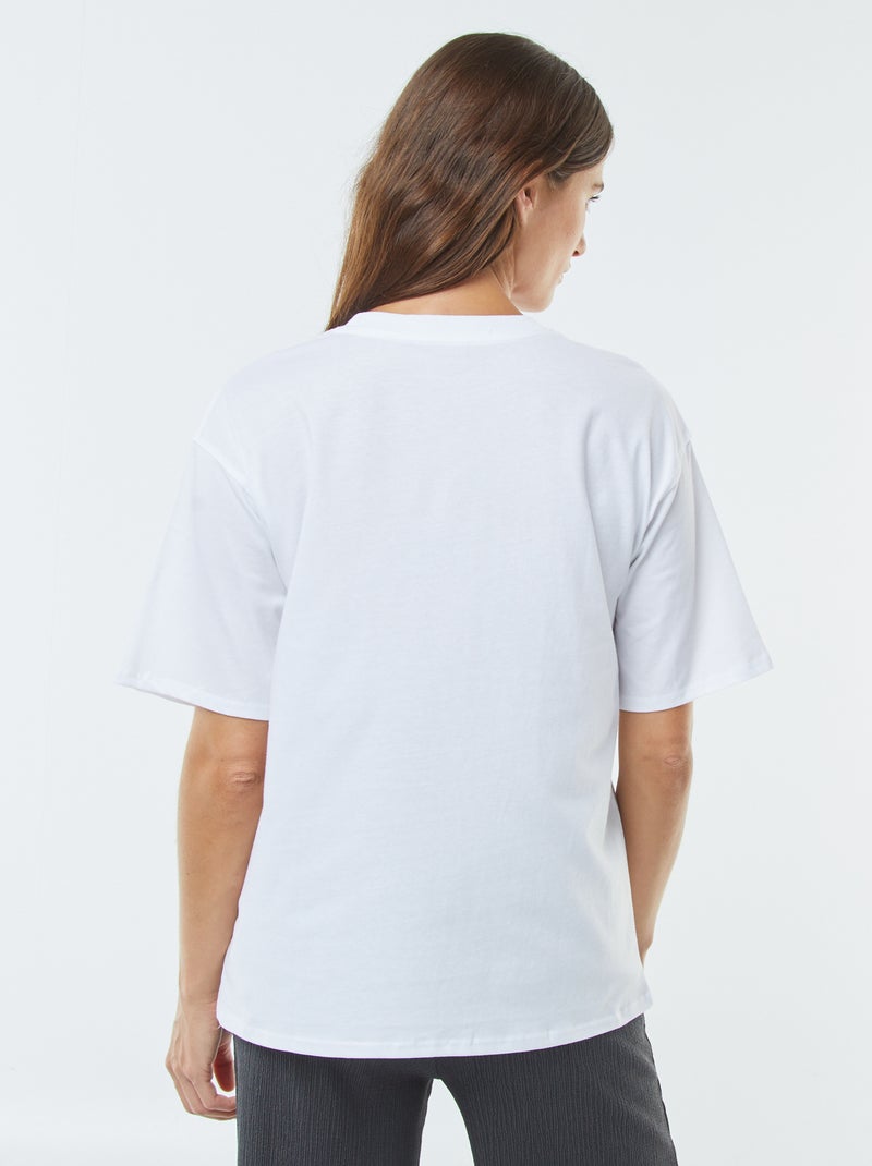 T-shirt met korte mouw en ronde hals 'Disney' WIT - Kiabi