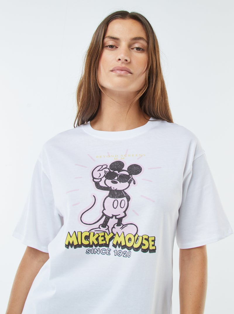 T-shirt met korte mouw en ronde hals 'Disney' WIT - Kiabi