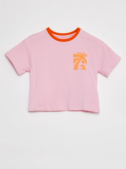 T-shirt met korte mouw en ronde hals met print - Kiabi