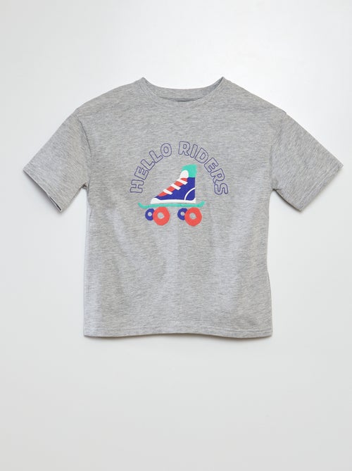 T-shirt met korte mouw en ronde hals met print - Kiabi
