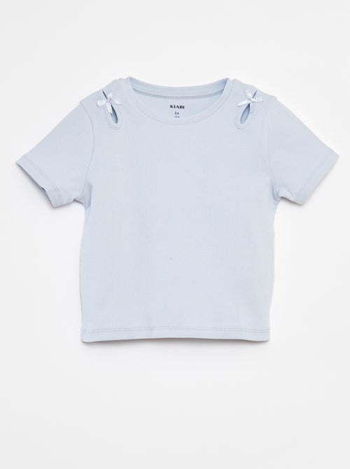 T-shirt met korte mouw en sierstrikjes - Kiabi