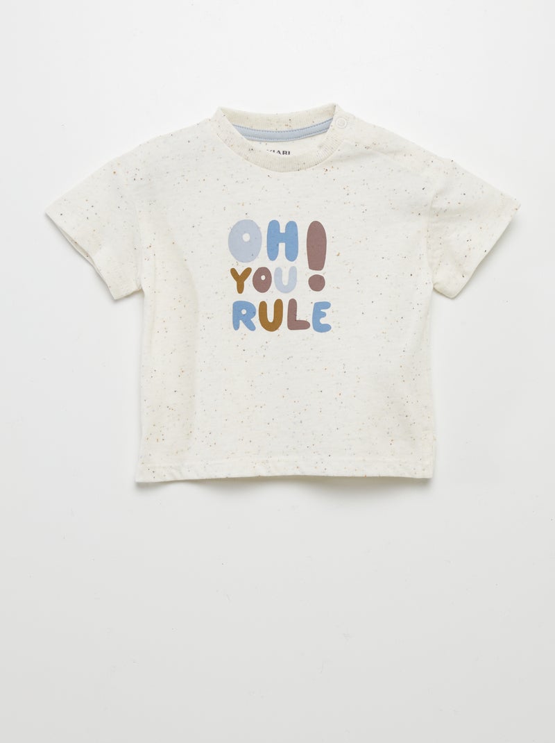 T-shirt met korte mouw en spikkels WIT - Kiabi