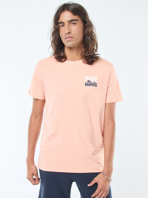 T-shirt met korte mouw en surfprint voor en achter - Kiabi