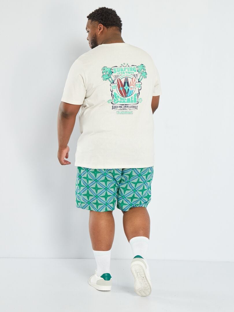 T-shirt met korte mouw en surfprint WIT - Kiabi