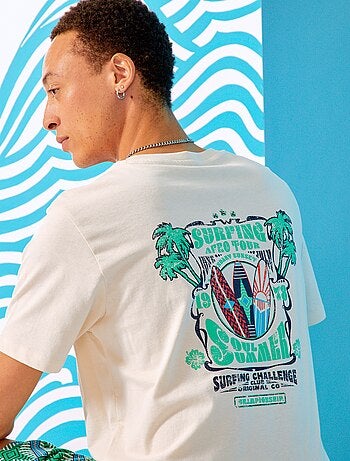 T-shirt met korte mouw en surfprint - Kiabi