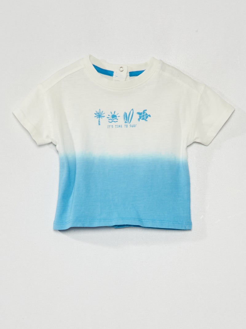 T-shirt met korte mouw en tie-dyeprint BLAUW - Kiabi