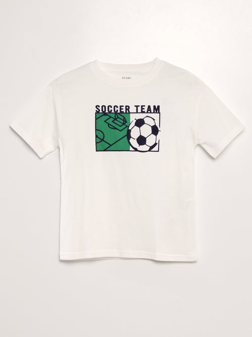 T-shirt met korte mouw en voetbalprint - Kiabi