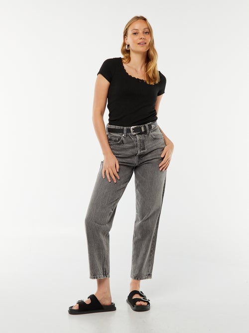 T-shirt met korte mouw met kant en strikje - Kiabi