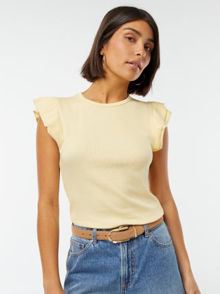 T-shirt met korte mouw met ruches