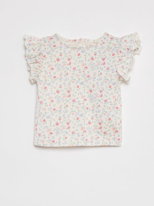 T-shirt met korte mouw met ruches - Kiabi