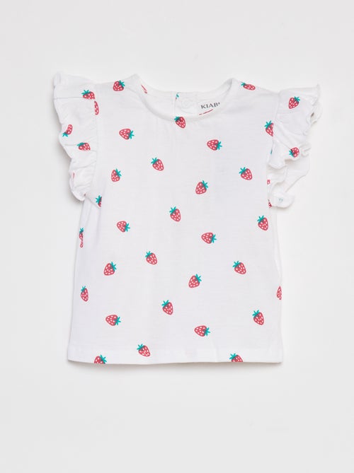 T-shirt met korte mouw met ruches - Kiabi